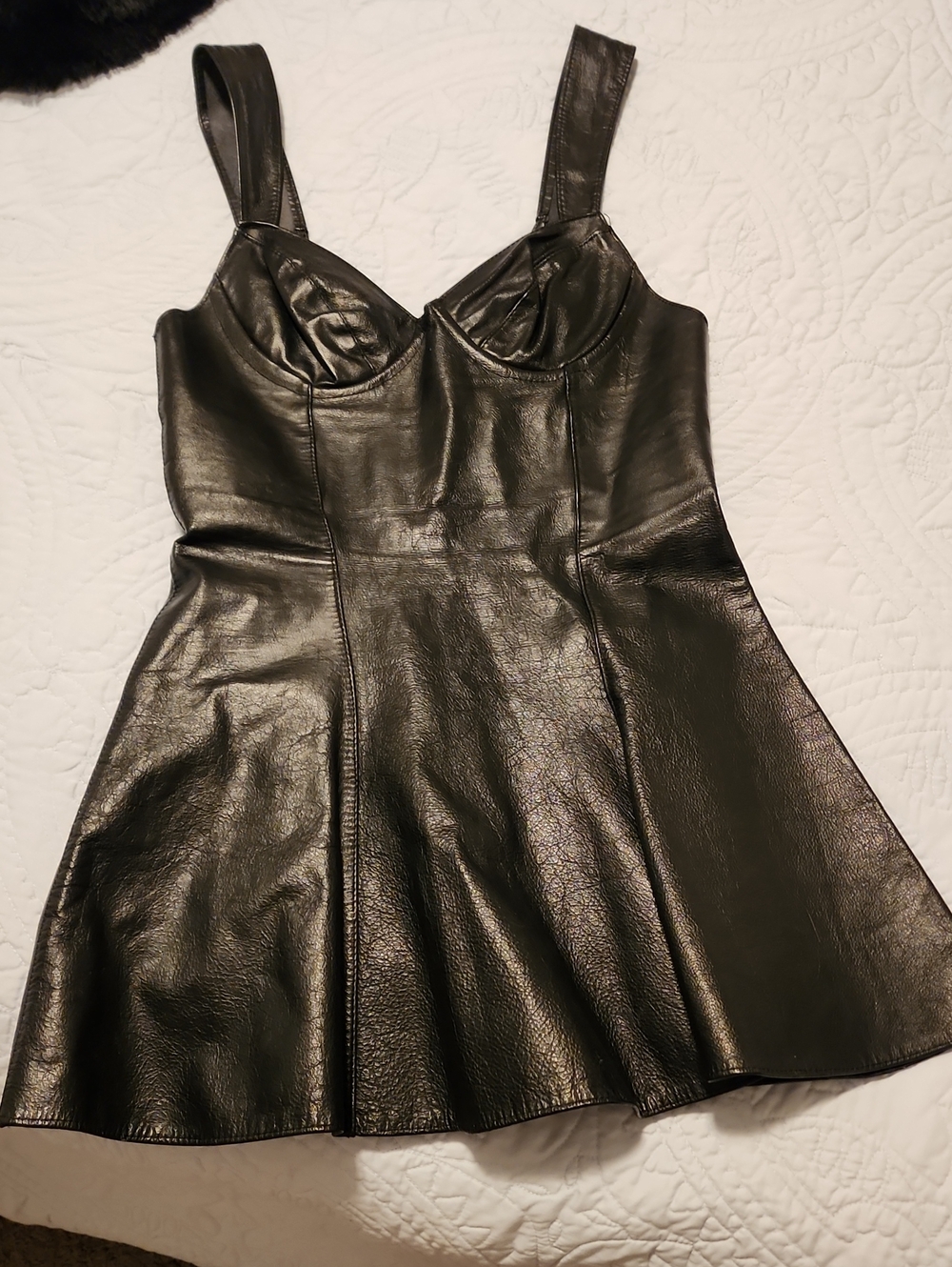 Allure Leather Fit And Flare Minidress Made In Canada Size Small